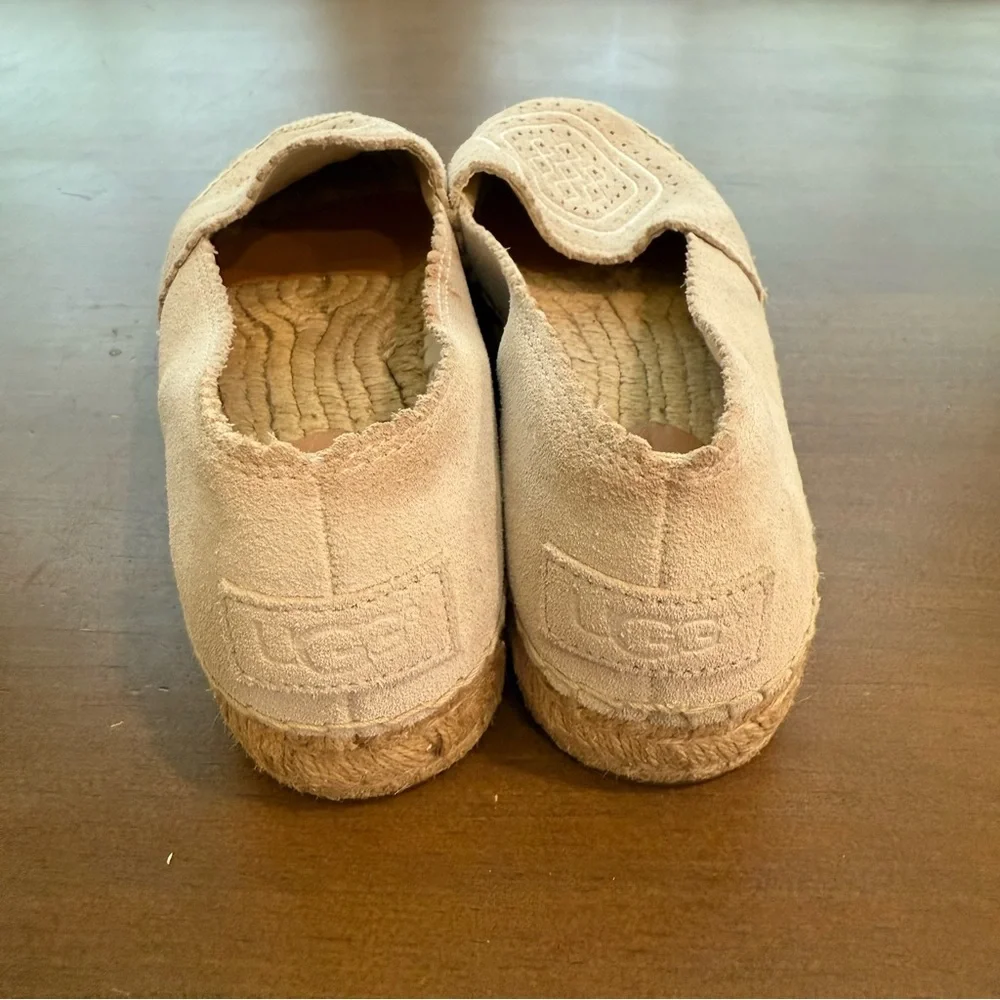 Ugg Heidi Perforated Suede Espadrille Loafers Beige Cream Womens Size 7.5
